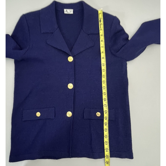 Vintage Wool Blend Cardigan Sweater Blazer Women M Gold Buttons Old Money Preppy - Picture 8 of 12